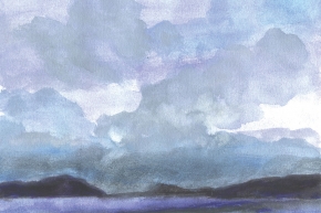 Approaching Kirkenes, 2013, watercolour, 19x24 cm, unframed $500