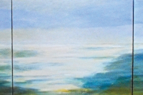 Bay/ Early morning light, 2011, oil on 3x canvas, 50.5x184 cm , $3600