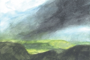 From Maleny-Landsborough Road, 2011, watercolour, 19x24 cm, unframed $500