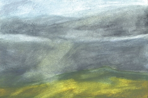 Near Kilcoy, from the road to Jimna, 2011, watercolour, 24x19 cm, unframed $500