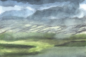 Near Tromsø, 2013, watercolour, 19x24 cm, unframed, $500