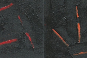 Darkness 2, 30.12/2021, diptych, acrylic + oilpastels on Arches paper, 2 @ 13.5x18cm